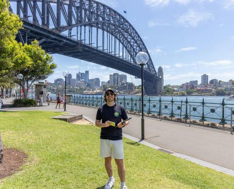 Australiana Tour Guide in front of the Sydney Harbour Bridge