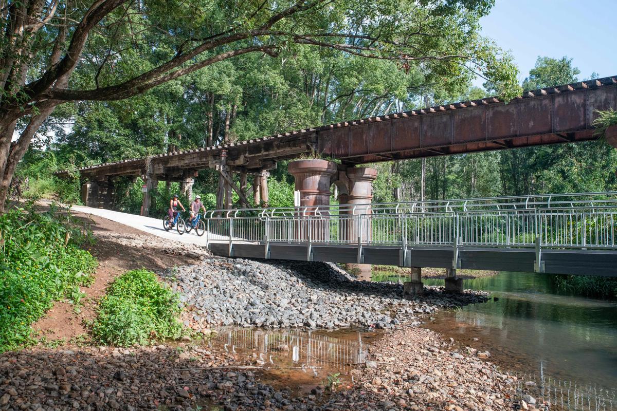 Taking in the rail history as you pass along the Northern Rivers Rail Trail with Better By Bike