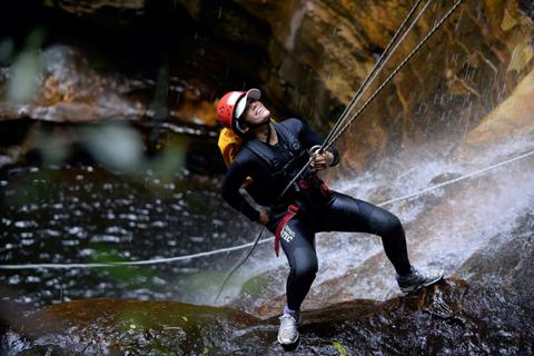 Empress Falls Canyon - Abseiling/Rappelling down the waterfall to exit the canyon