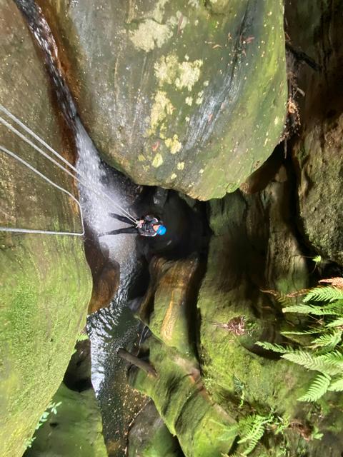 Abseiling into Whungee Wheengee Canyon