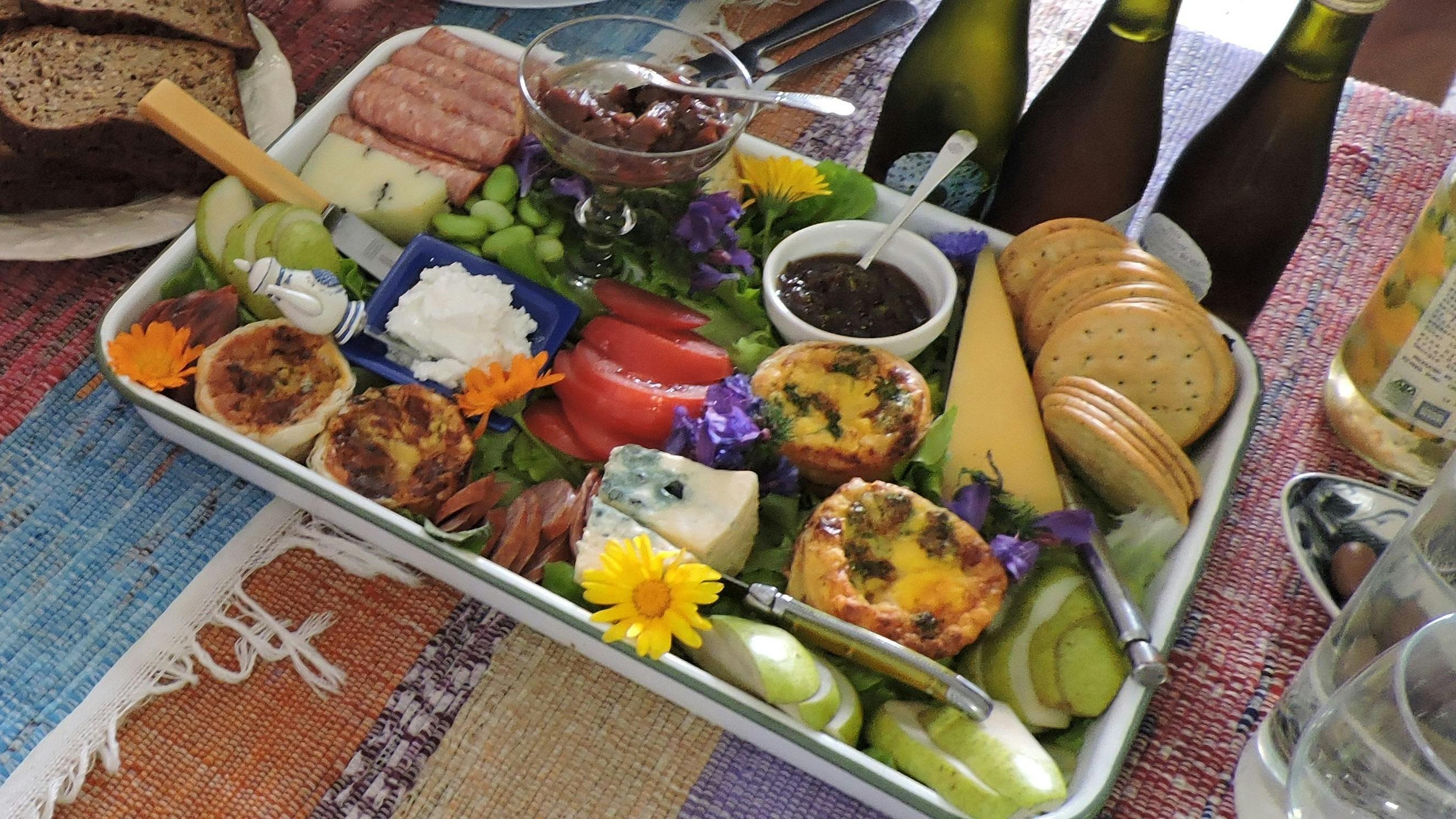 Enjoying the 'Regional Grazing Plate' at an organic vineyard