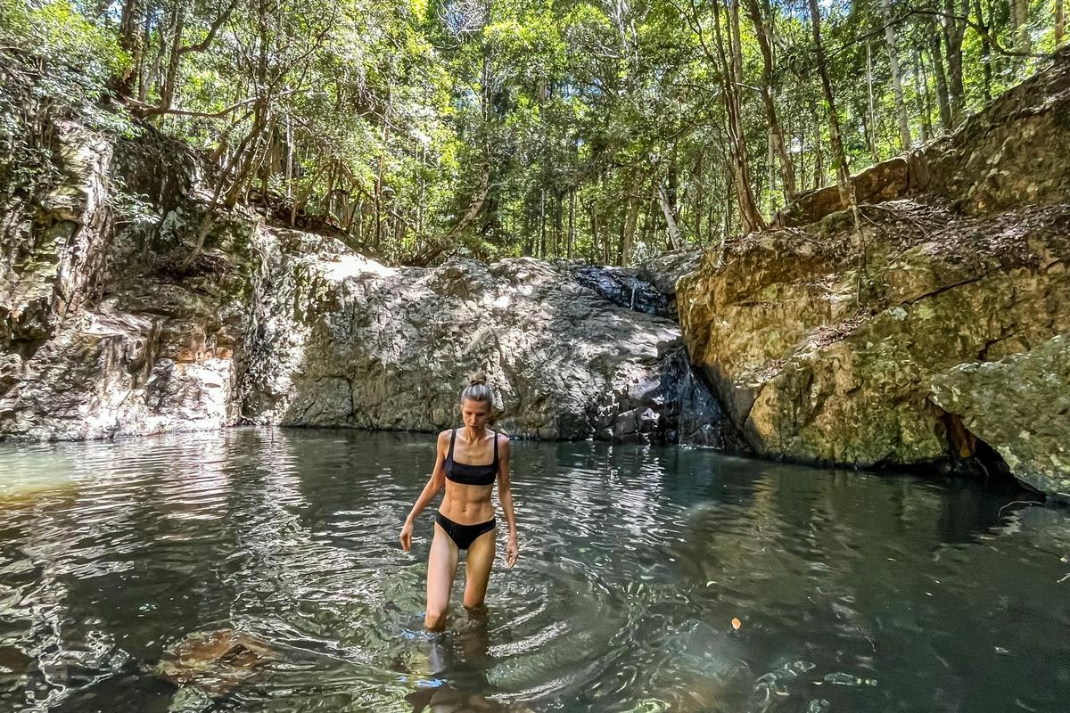 Swimmer at Unicorn Falls in Mount Jerusalem National Park