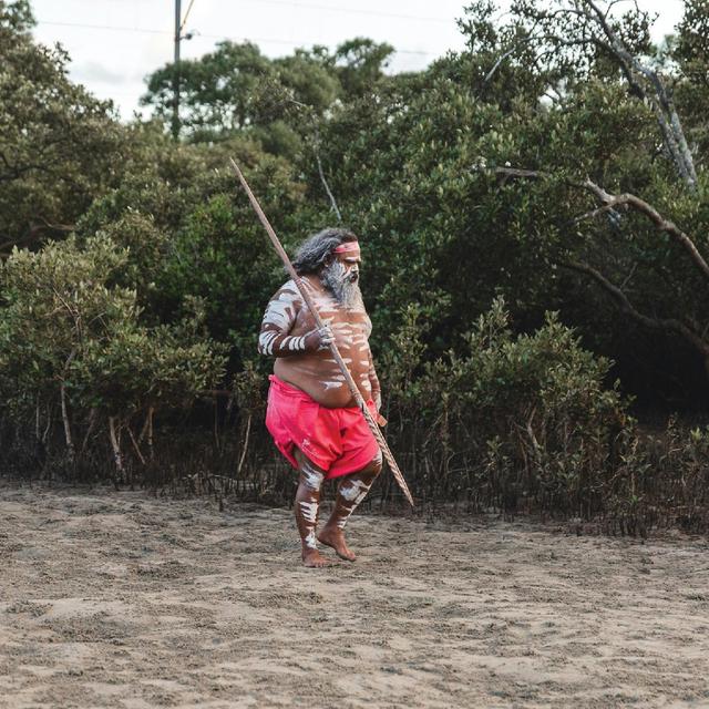 aboriginal man with spear