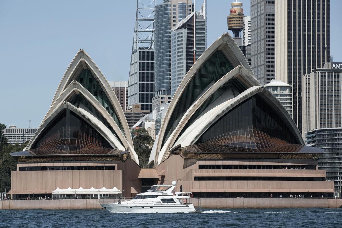 Enigma cruises past the Sydney Opera House