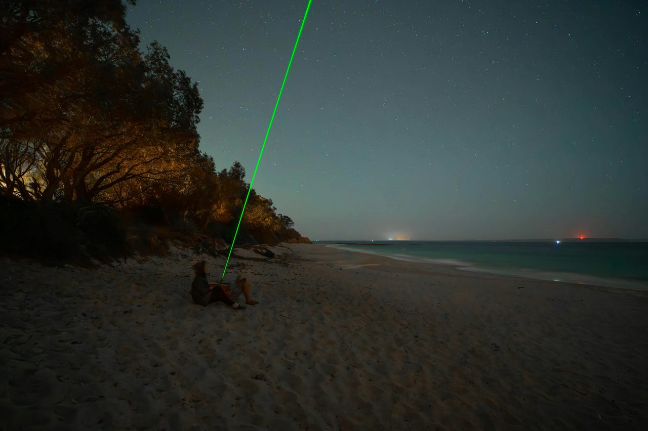 laser beach sunset