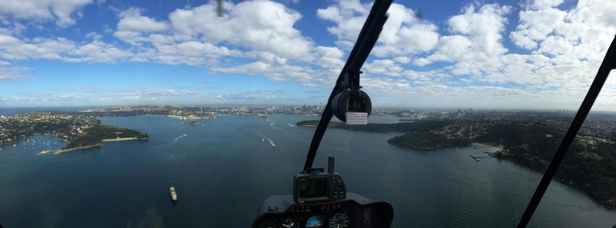 Sydney harbour with Hunter valley helicopters