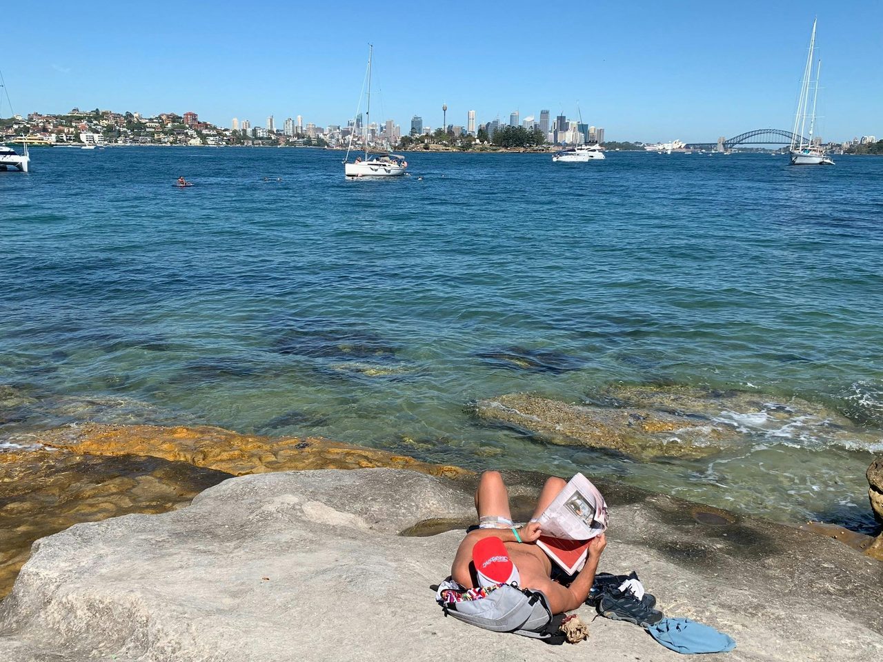 relaxing with harbour views