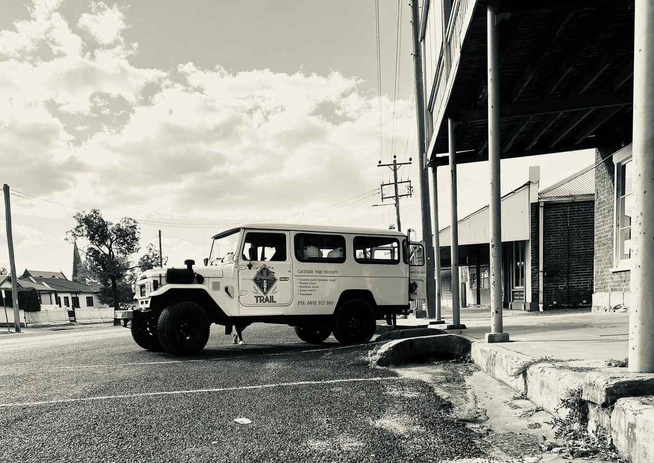 Low angle of Mudgee Ale Trails' Troopy