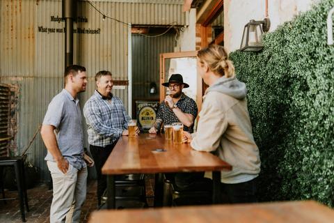 Mudgee Ale Trail clients in the beer garden at a local brewery