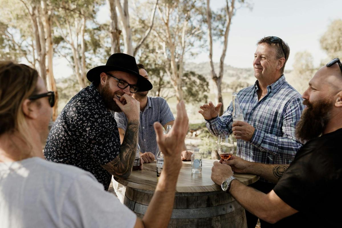 Mudgee Ale Trail clients laughing at a winery