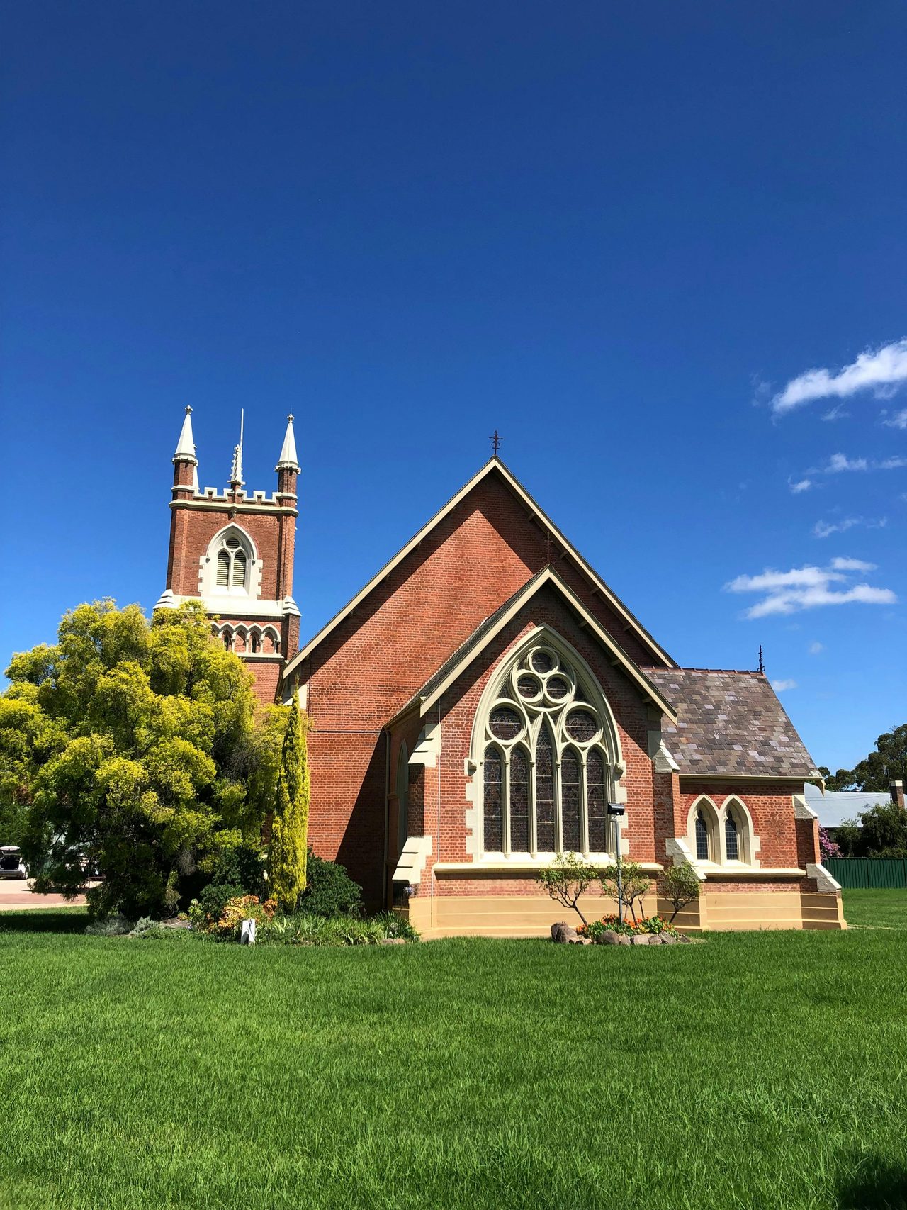 St John's Anglican Church with its beautiful bell tower on show.