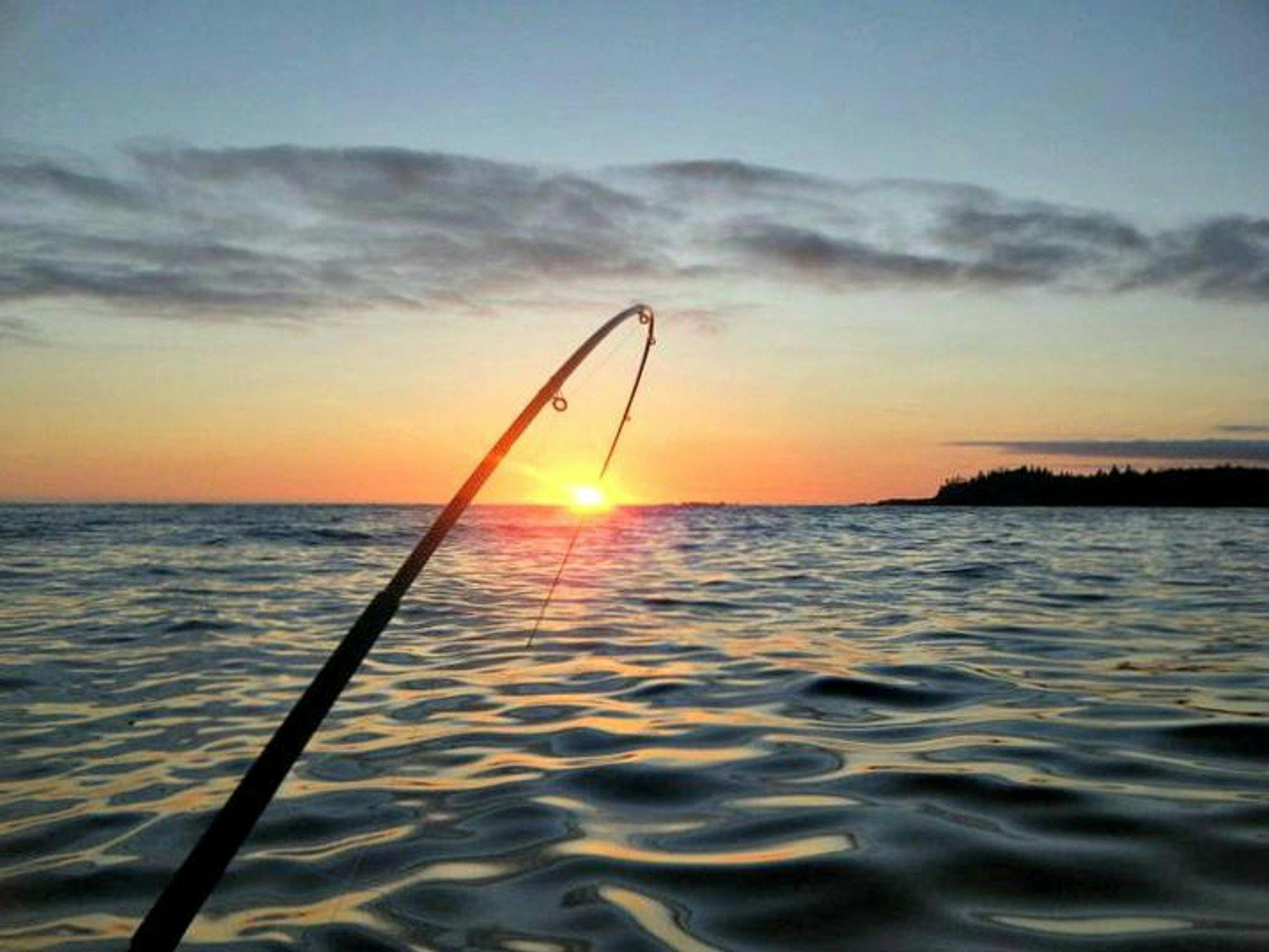 Fishing at sunset