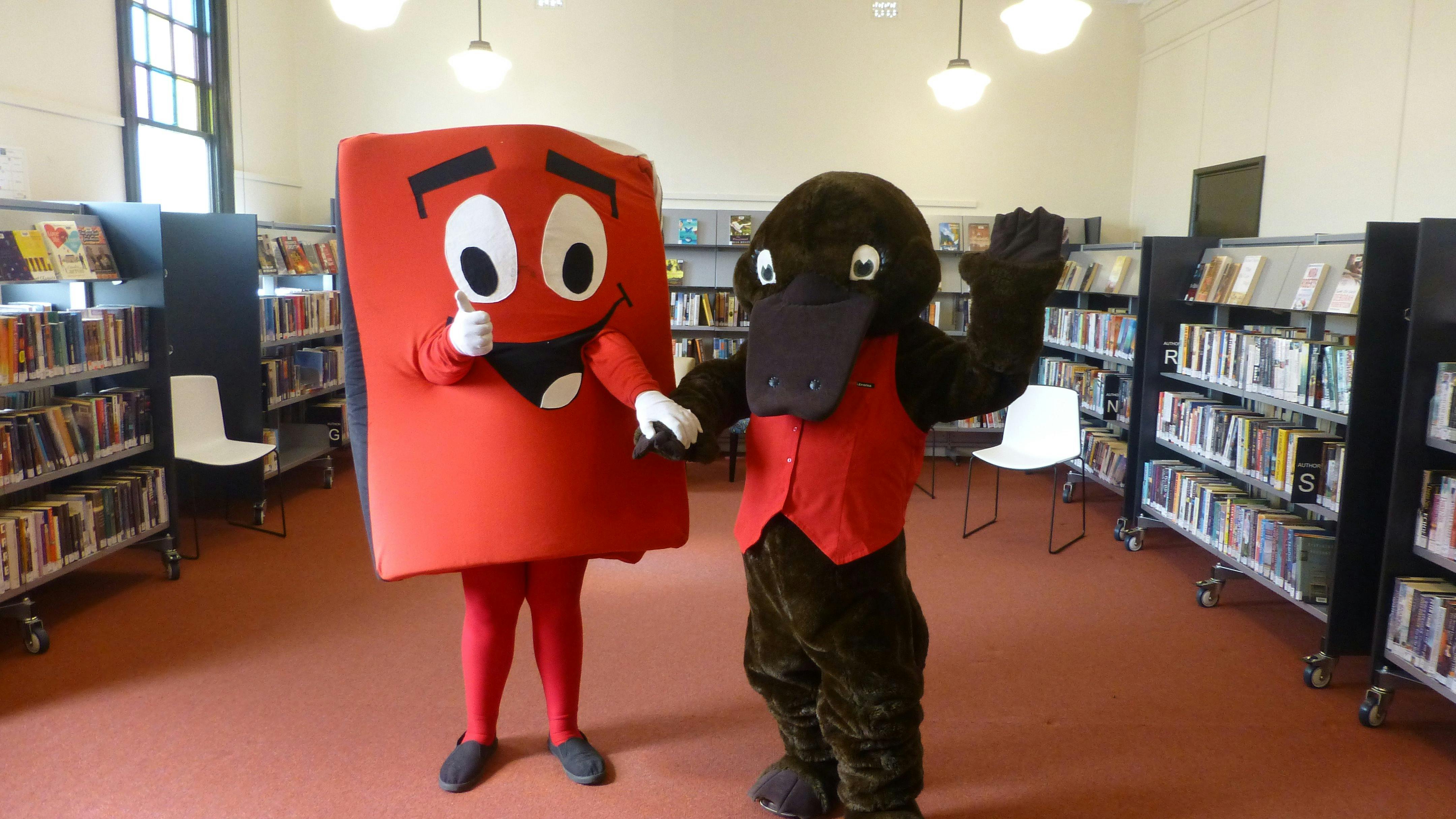 Reading Mascots Book Bob and Freeda the Reader at Forbes Library