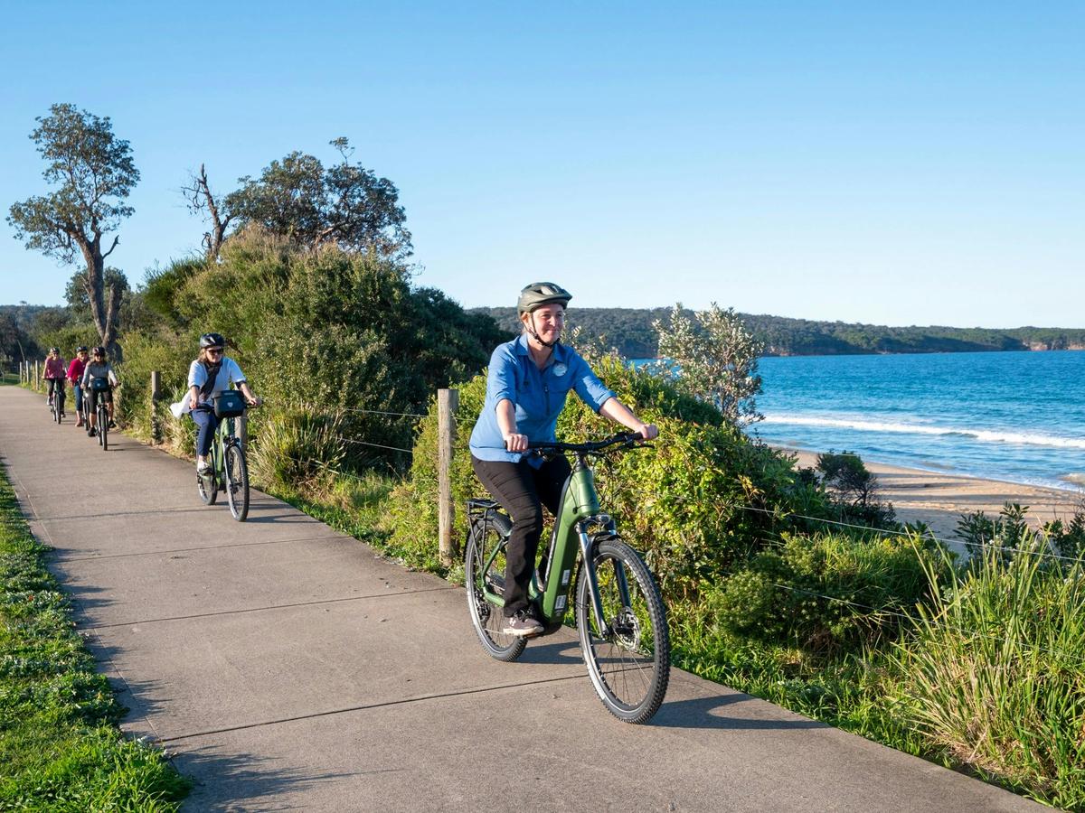 Group Cycling along the cycle path in Eden