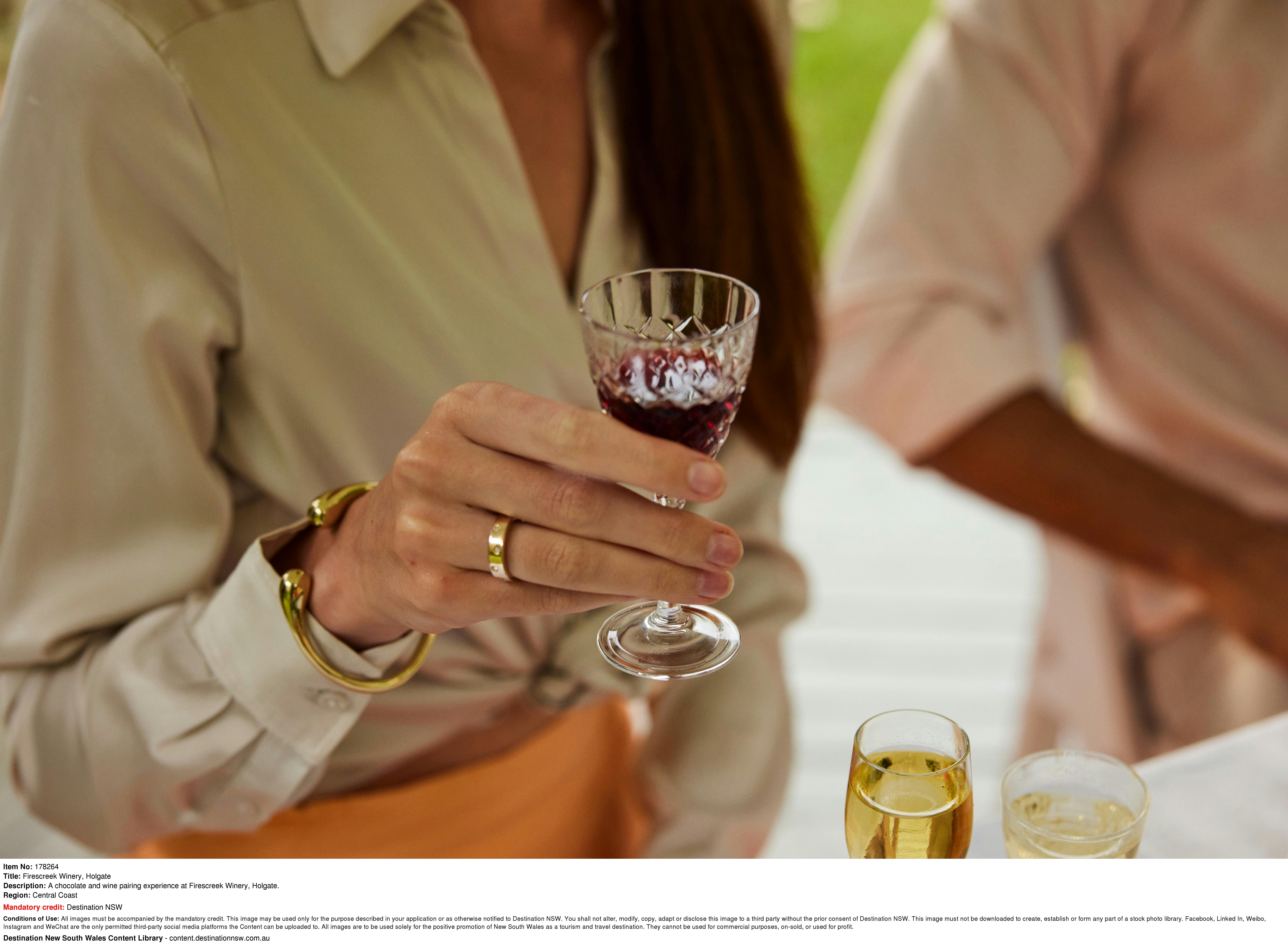 Chocolate and wine pairing served in beautiful crystal glassware