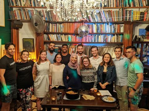 Group photo refugee chef dinner