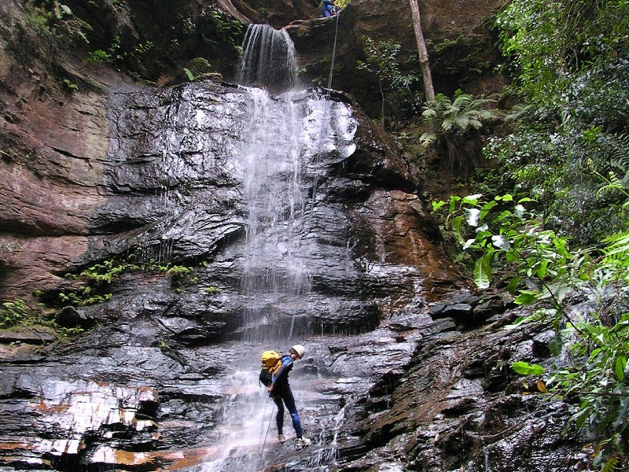 Abseiling a waterfall
