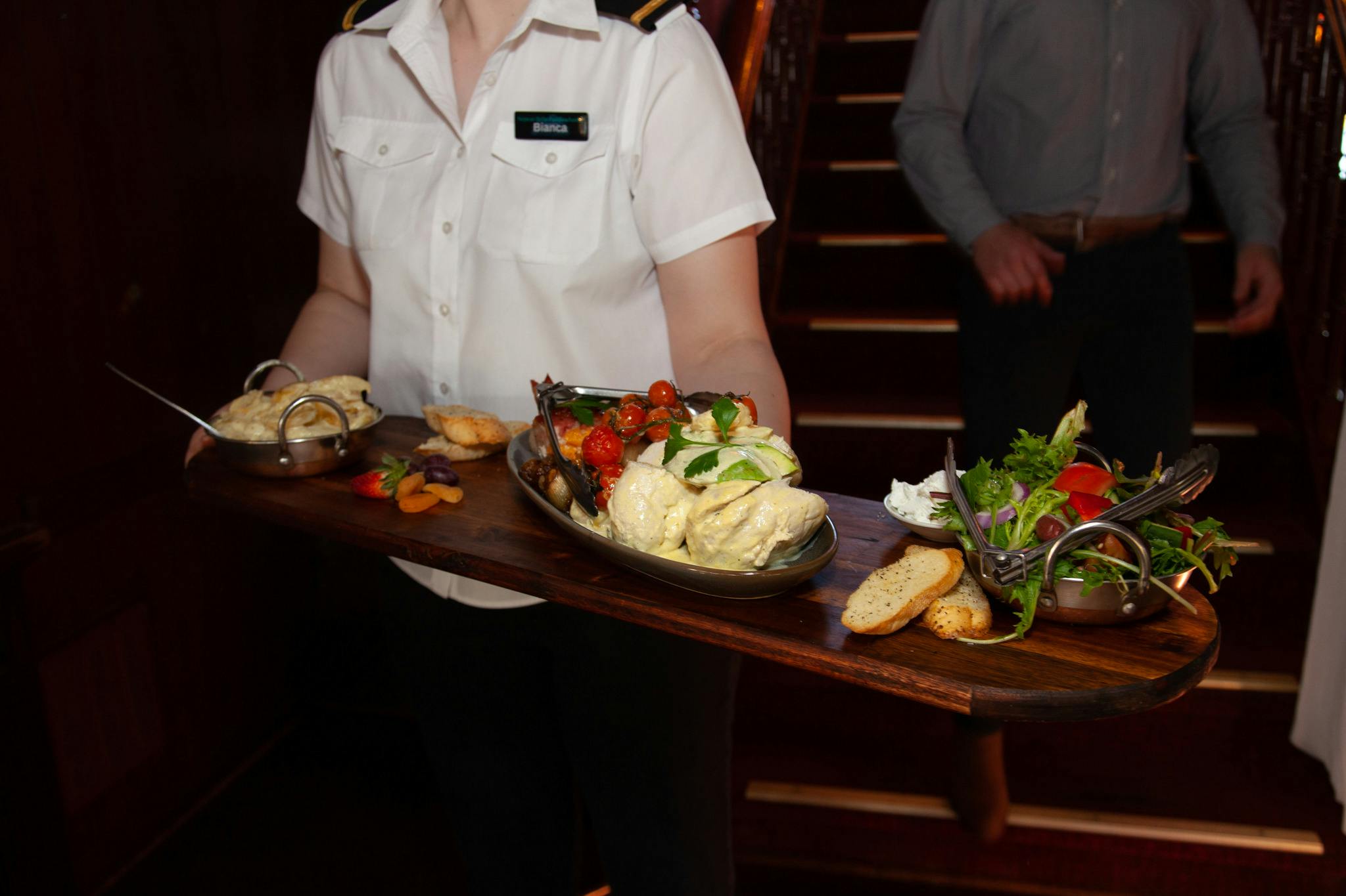 Delicious meals prepared by our Chef and served on shared platters