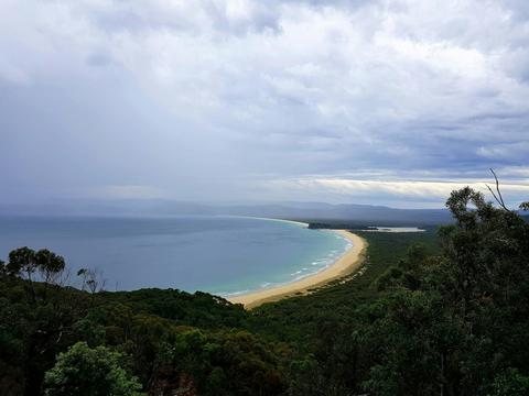 Disaster Bay in moody weather - the Light to Light Pack-Free Walk