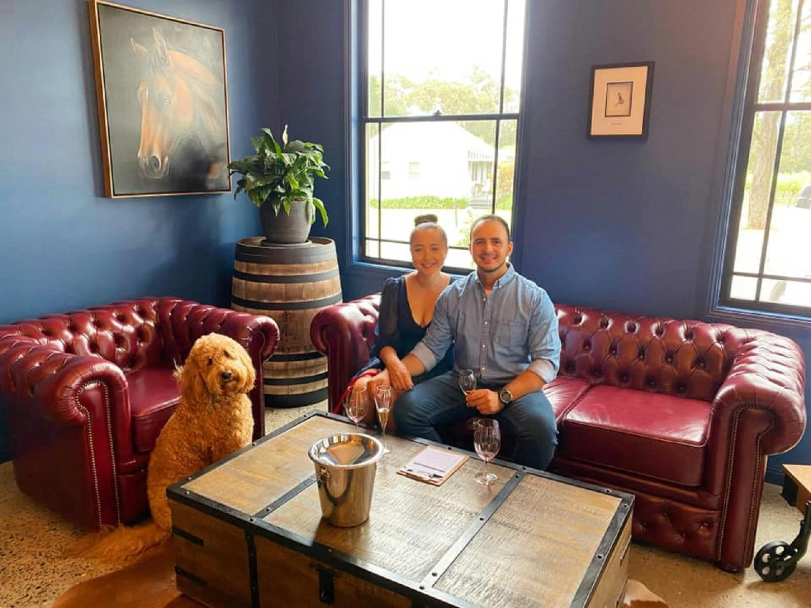 At McCaffrey's Estate tasting some amazing wines with the whole family .