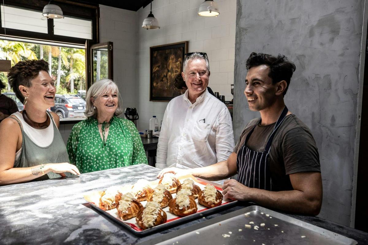 Localing guests meeting with a local baker from Byron Shire.