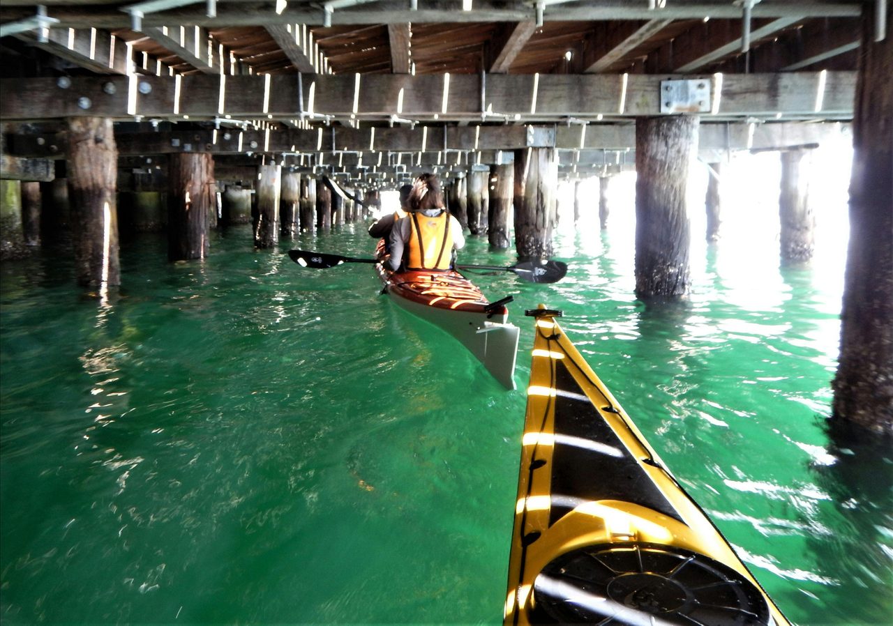 Paddling under the wharves