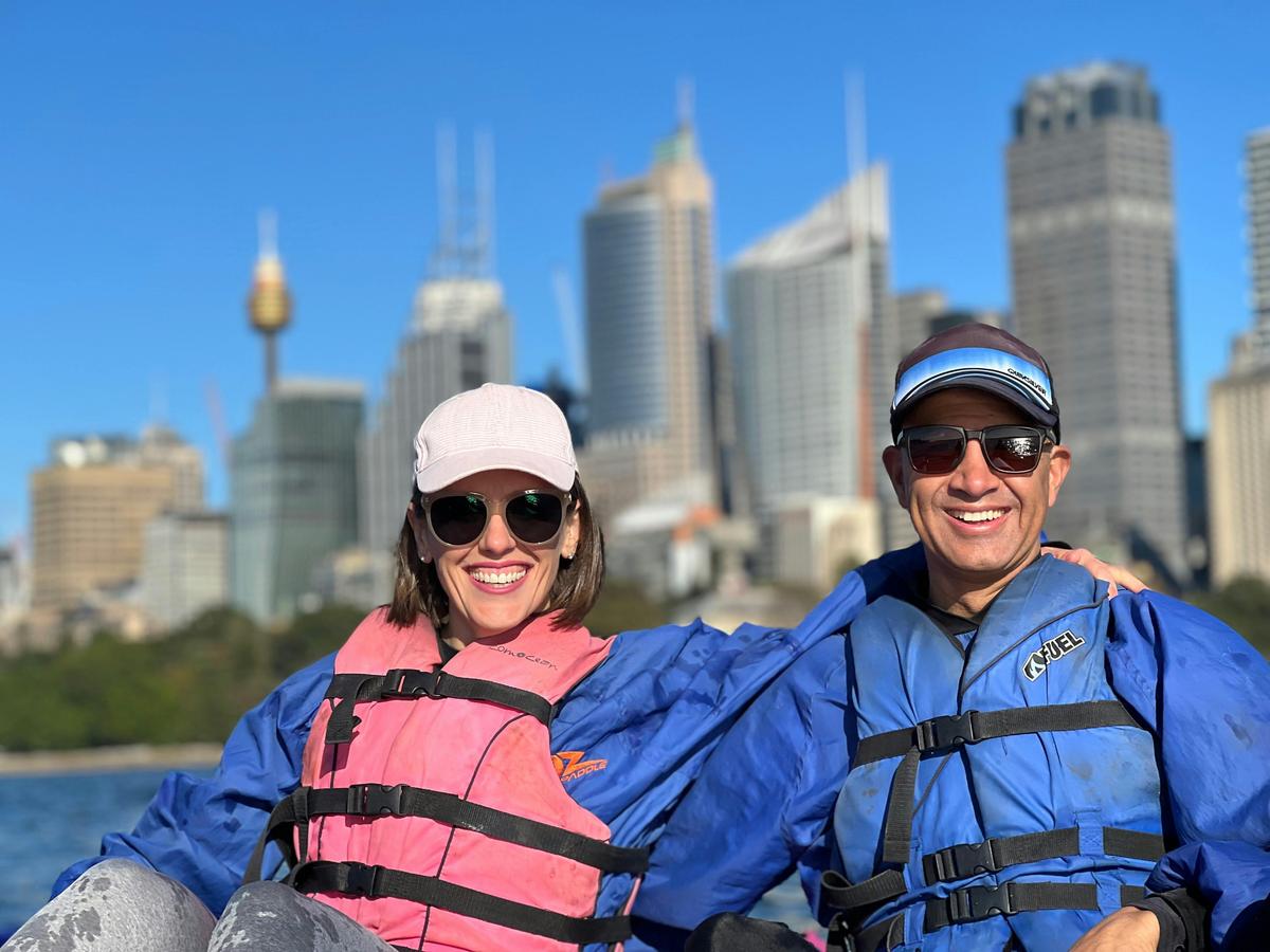 Photo in front of the city