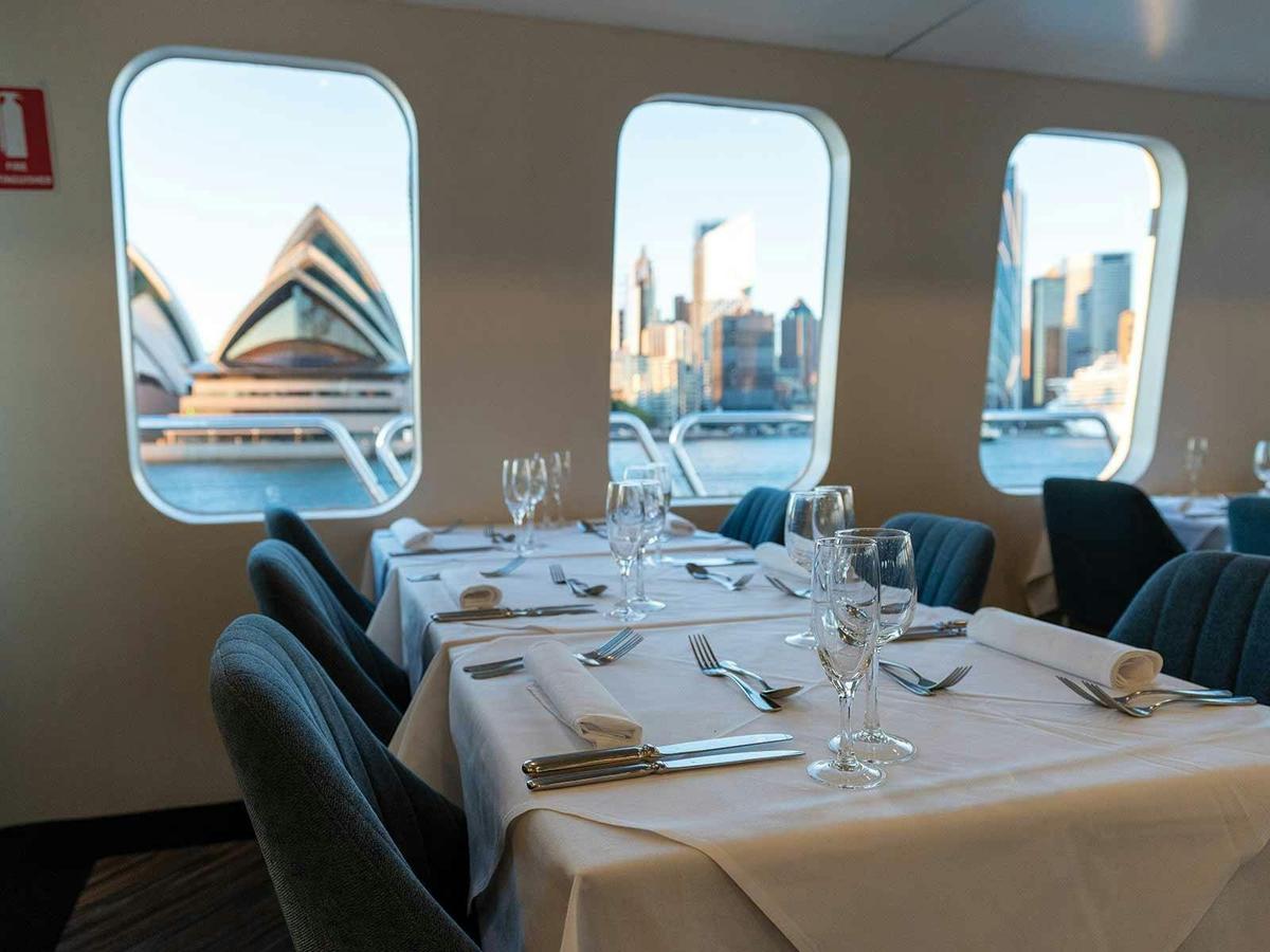 Stunning harbour views from the dining salon
