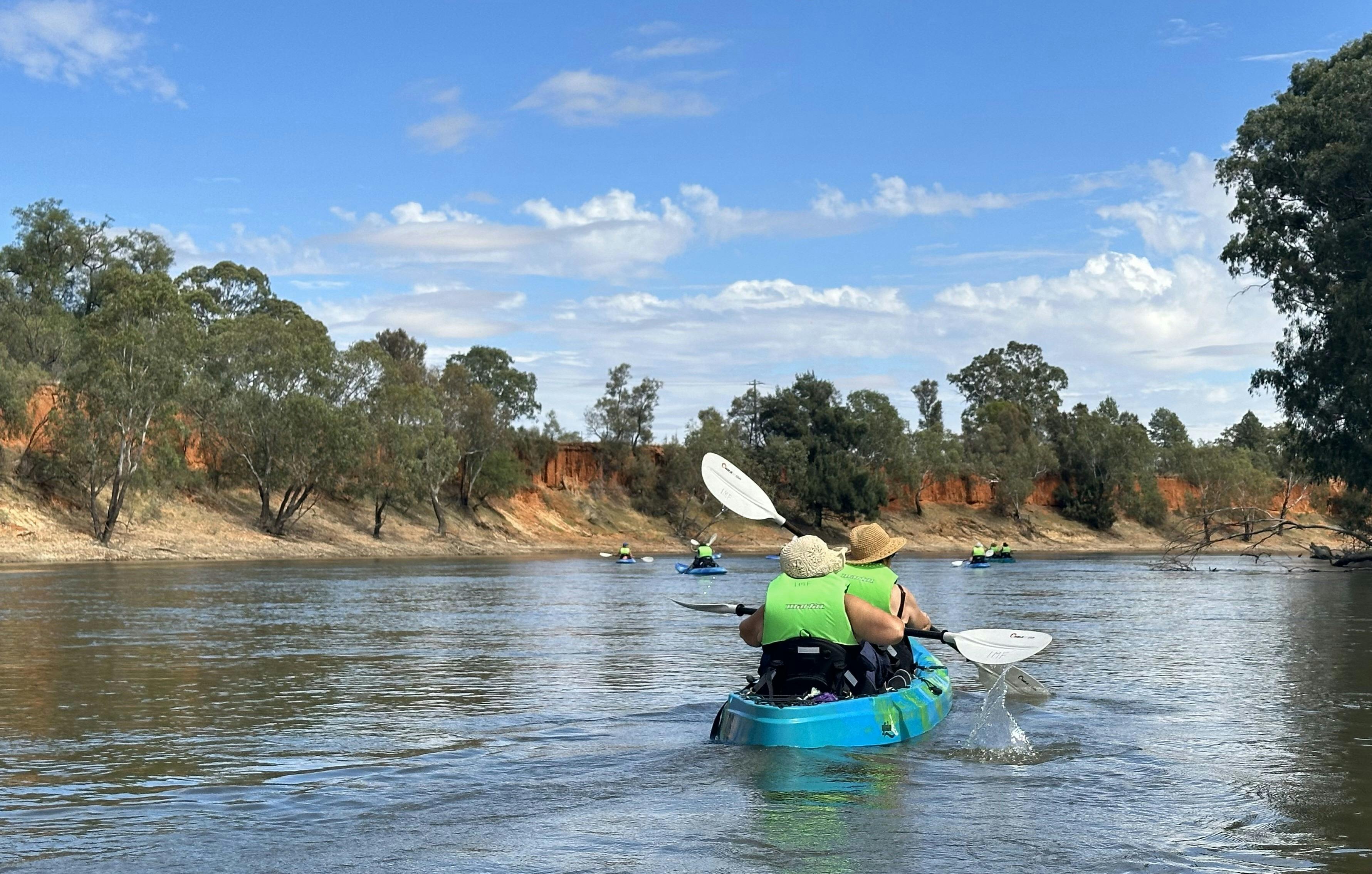 Murrumbidgee River.  The river is bound by a red gum corridor characteristic of the Riverina region.