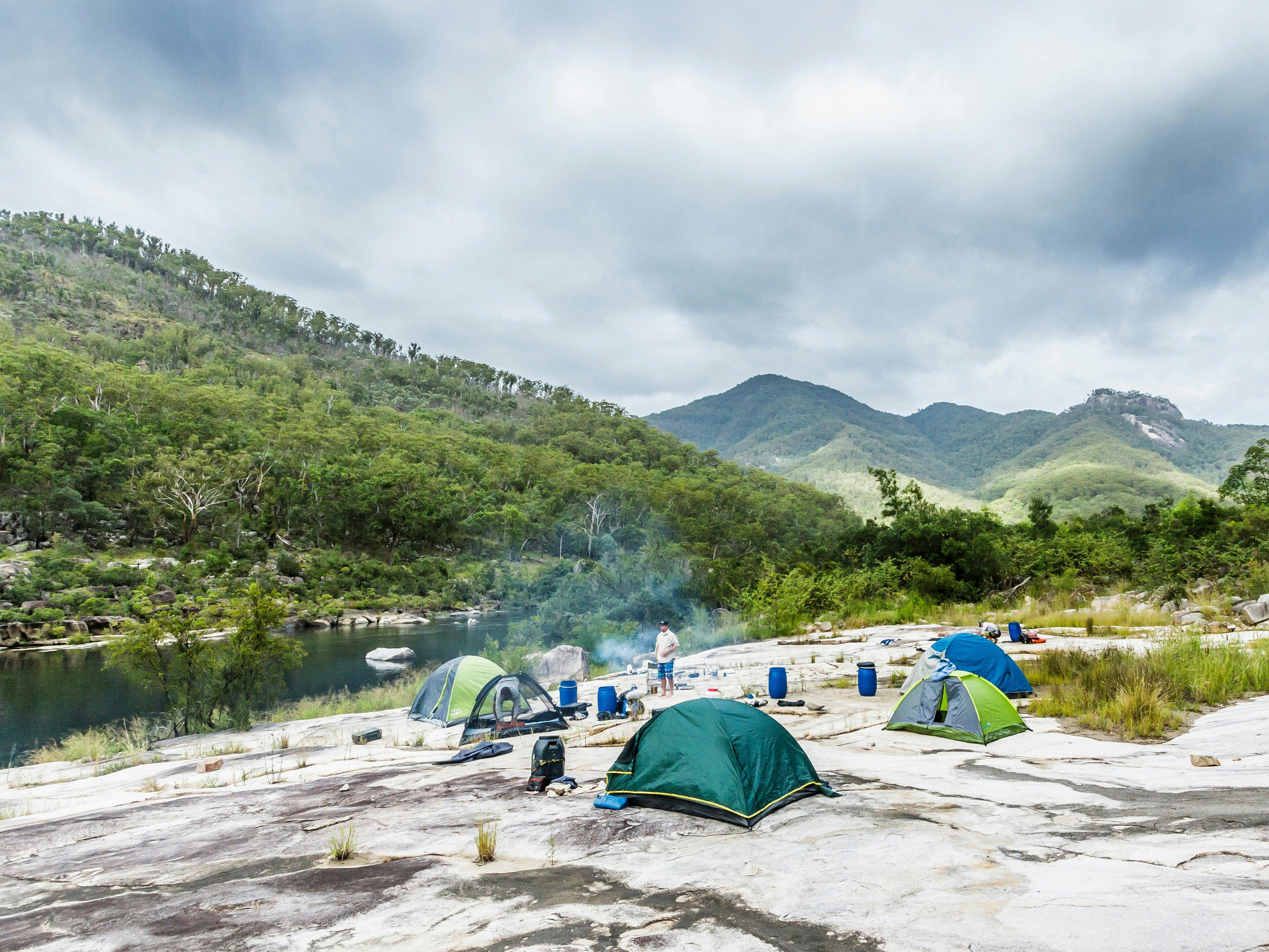 Camping on the banks of the Mann