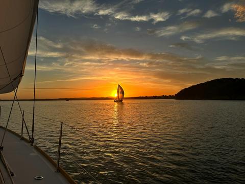 Sail Lake Macquarie under sail at Sunset on Lake Macquarie
