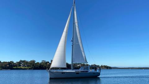 Sailing yacht under sail on Lake Macquarie
