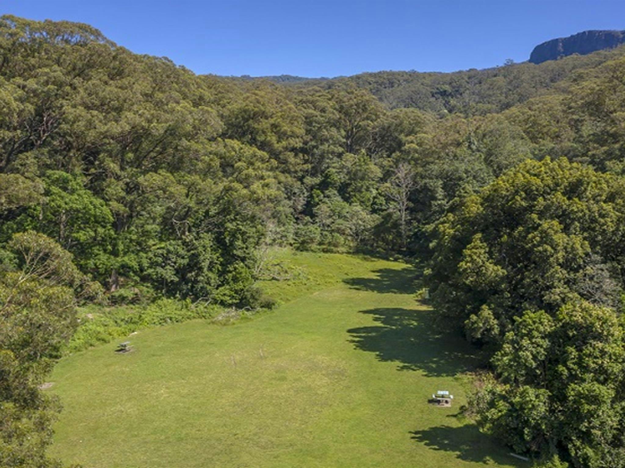 Aerial view of Cascades picnic area, Macquarie Pass National Park. Photo: John Spencer &copy;DPIE