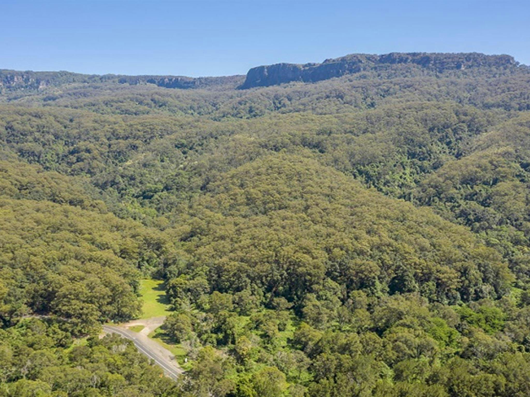 Aerial view of Cascades picnic area, Macquarie Pass National Park. Photo: John Spencer &copy;DPIE