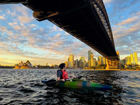 Sydney By Kayak takes you under the Sydney Harbour Bridge - see what it looks like from the water.