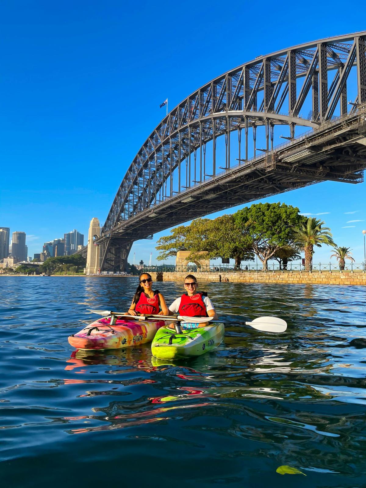Beautiful photo opportunities with the Sydney Harbour Bridge from a kayak!