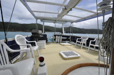 The spacious aft deck  aboard Sydney Sundancer