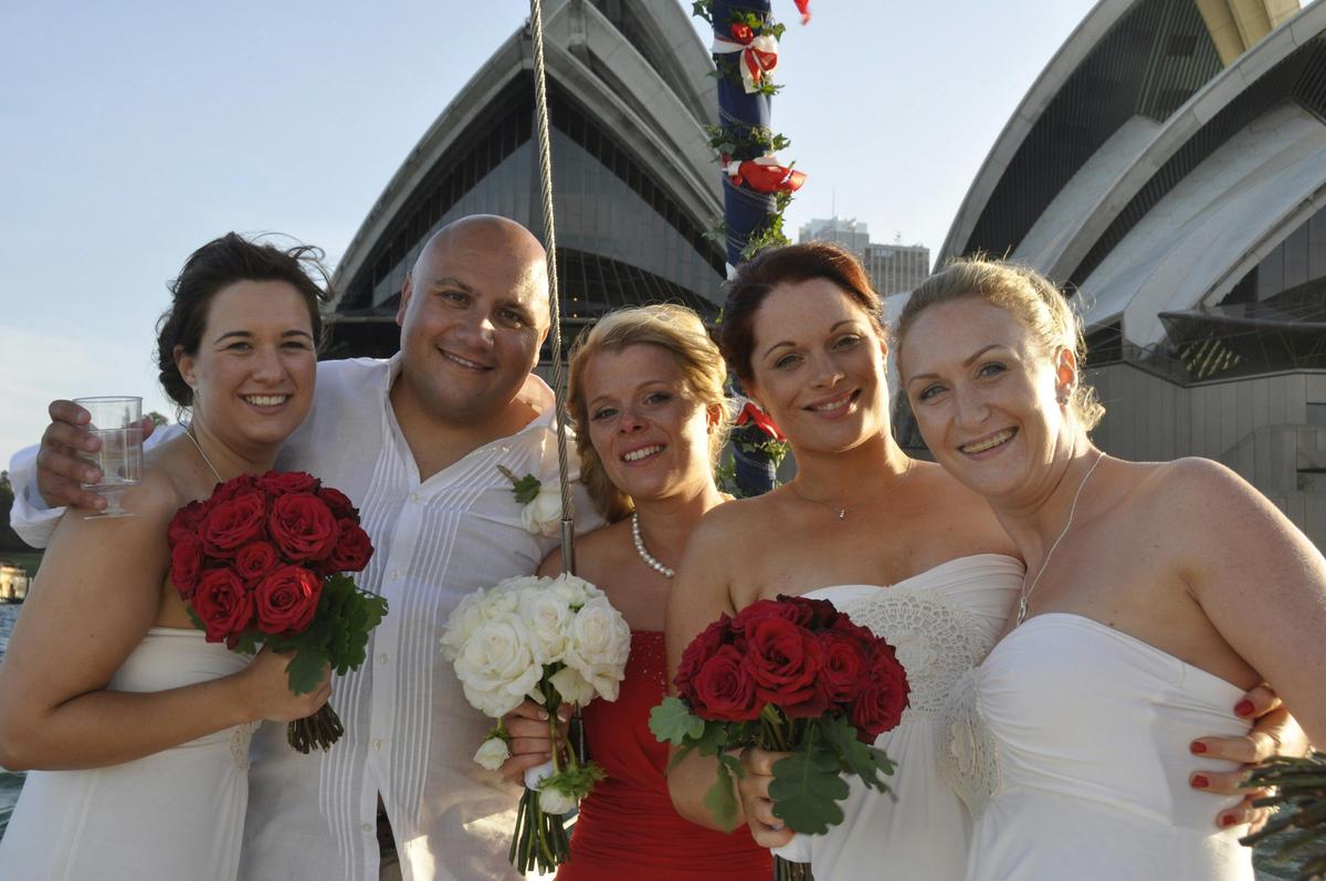 This wedding couple came all the way from England to marry in front of the Opera House