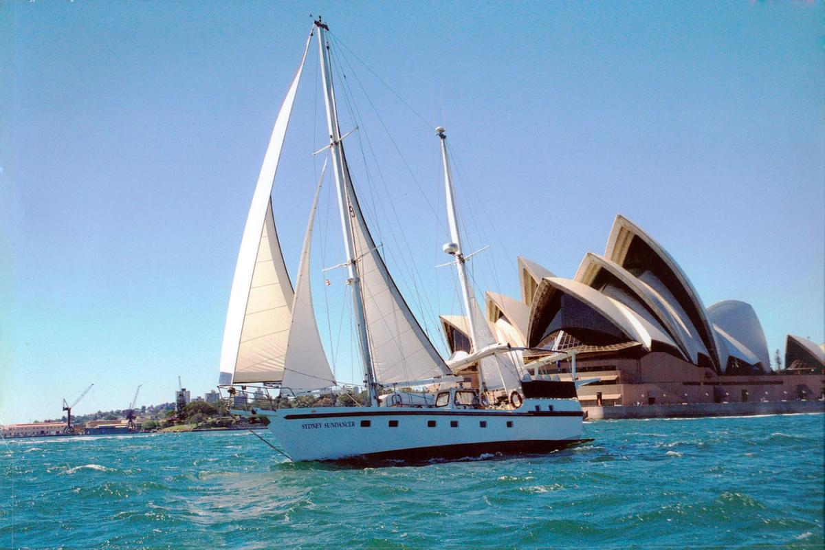 Sydney Sundancer sailing in front of the Opera House on Sydney Harbour