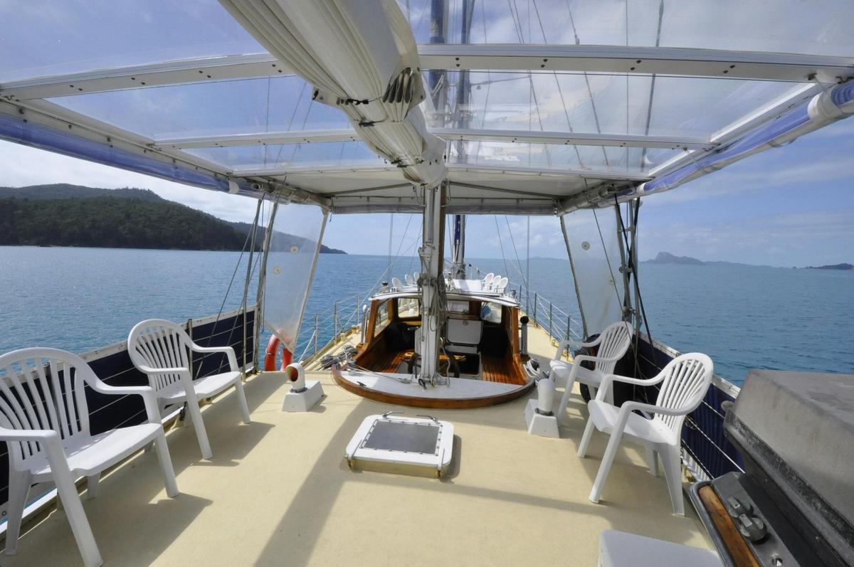 Spacious aft deck looking forward aboard Sydney Sundancer