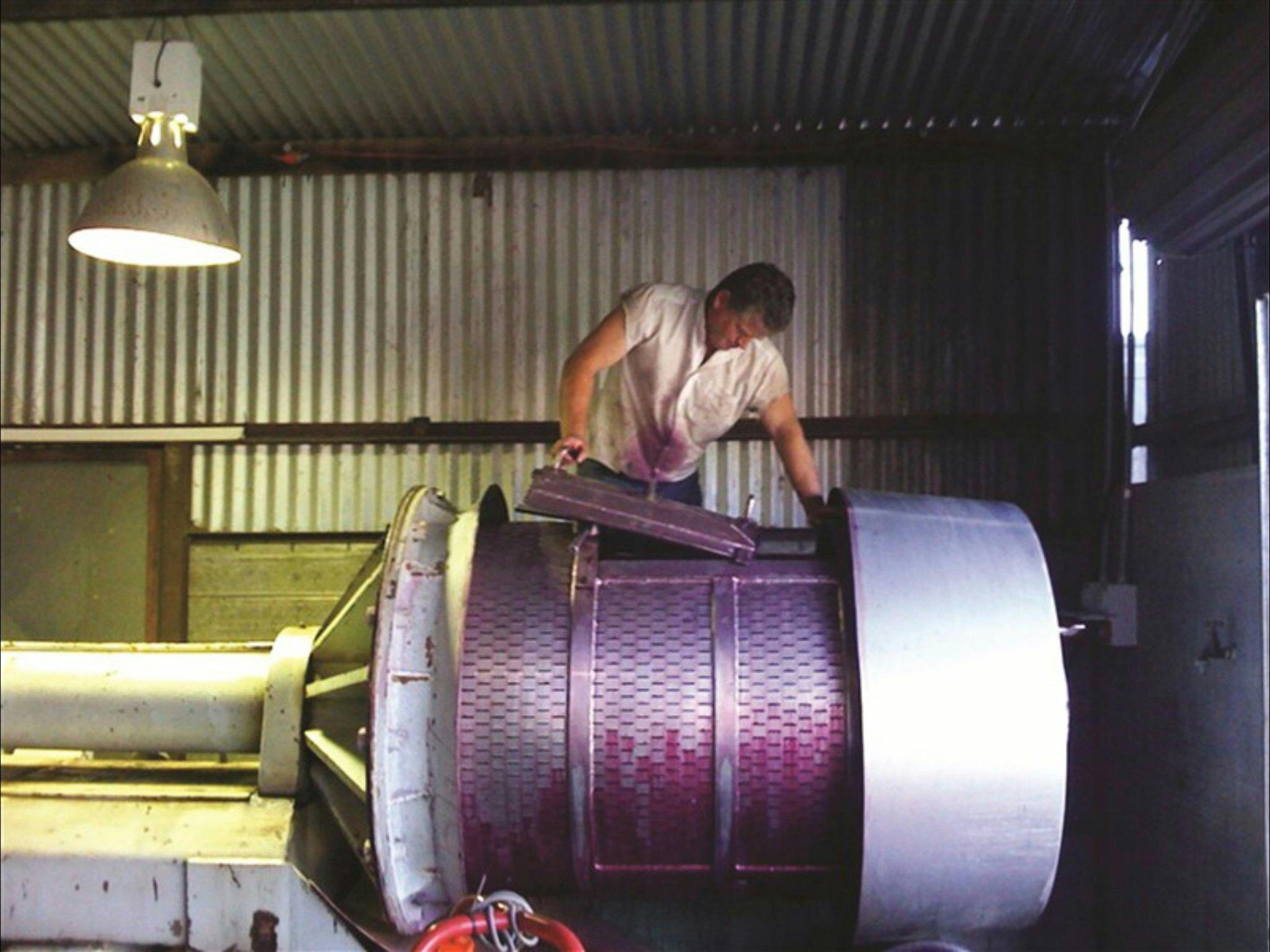 Old basket press, Terry's favourite piece of equipment, keeping traditional wine making alive.