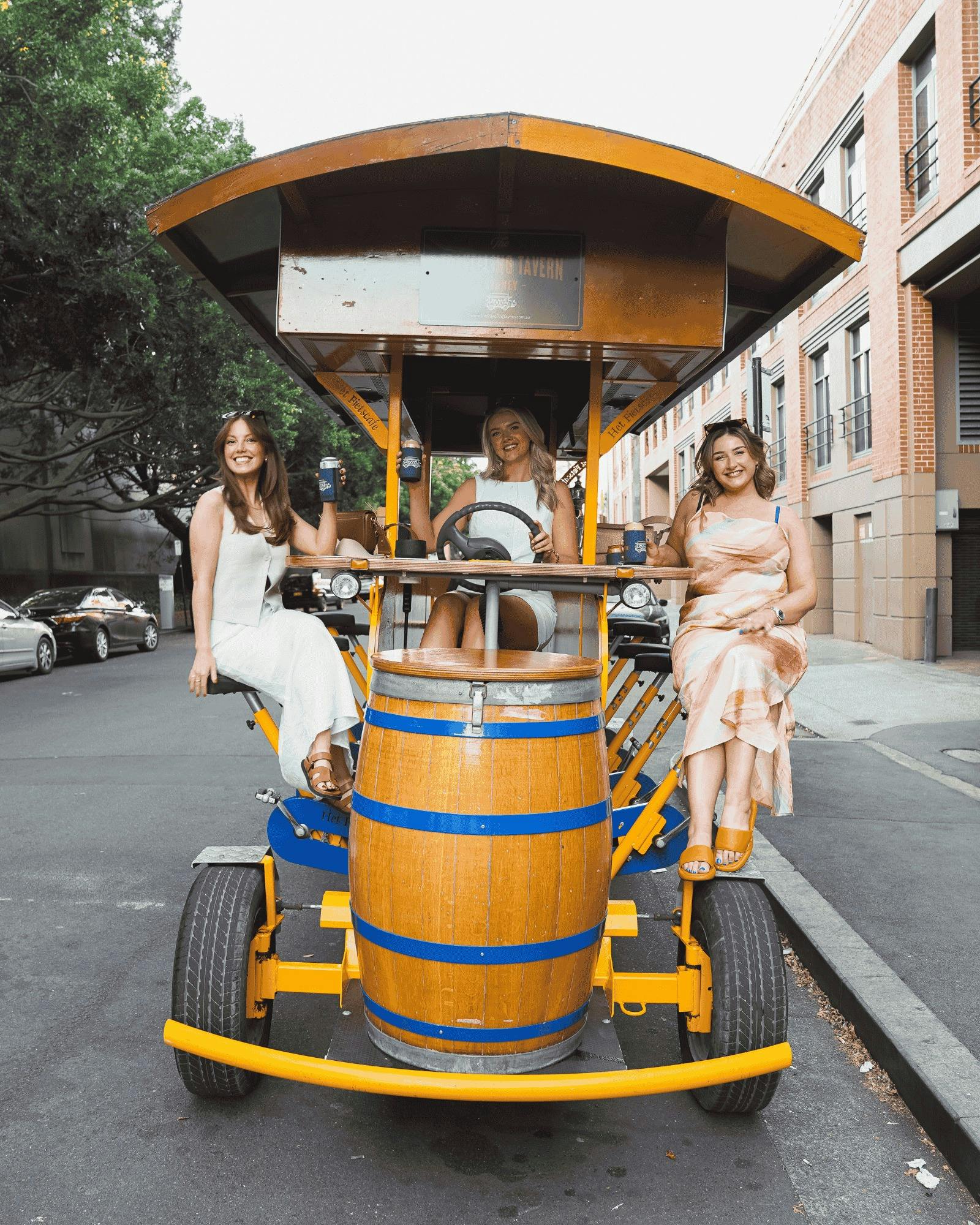 Cheers to good times and great company on the Travelling Tavern – the ultimate city ride!