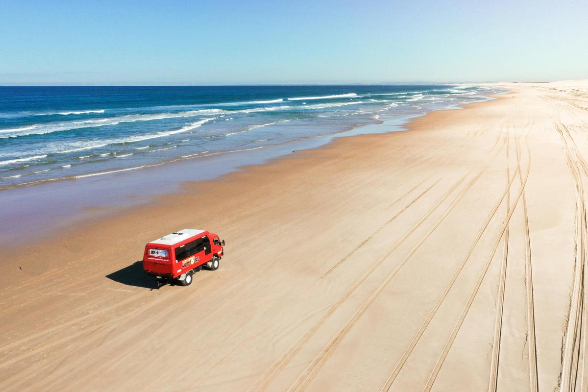 bus on beach