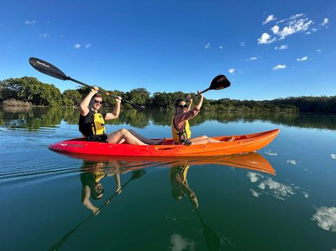 Happy kayakers
