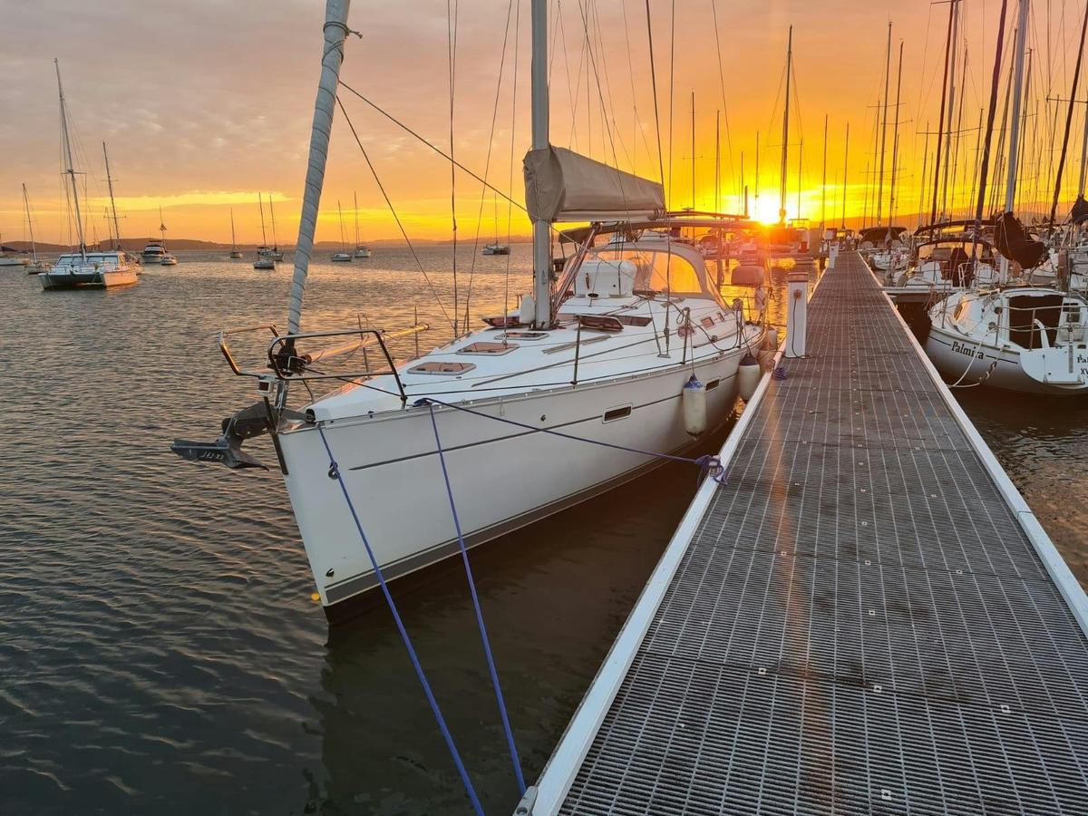 Yacht at sunset on Lake Macquarie