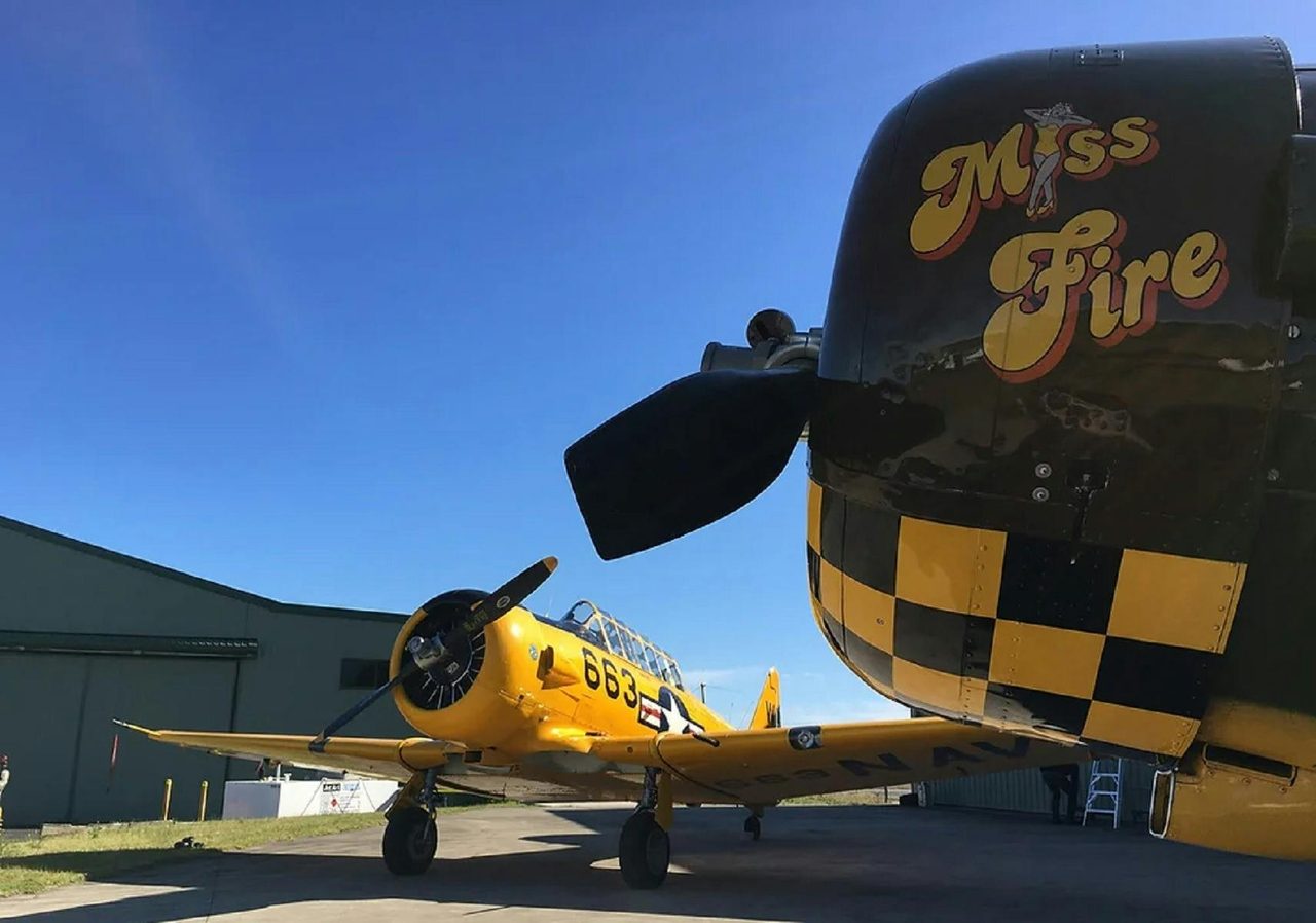 2 T6 texan planes on tarmac