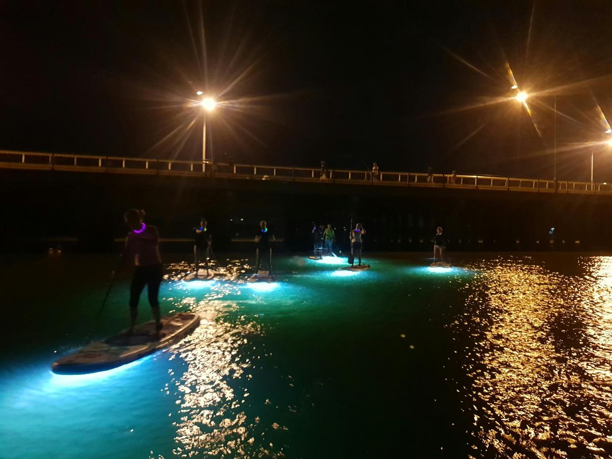 Windang Bridge & the underwater lights point the way along Lake Illawarra