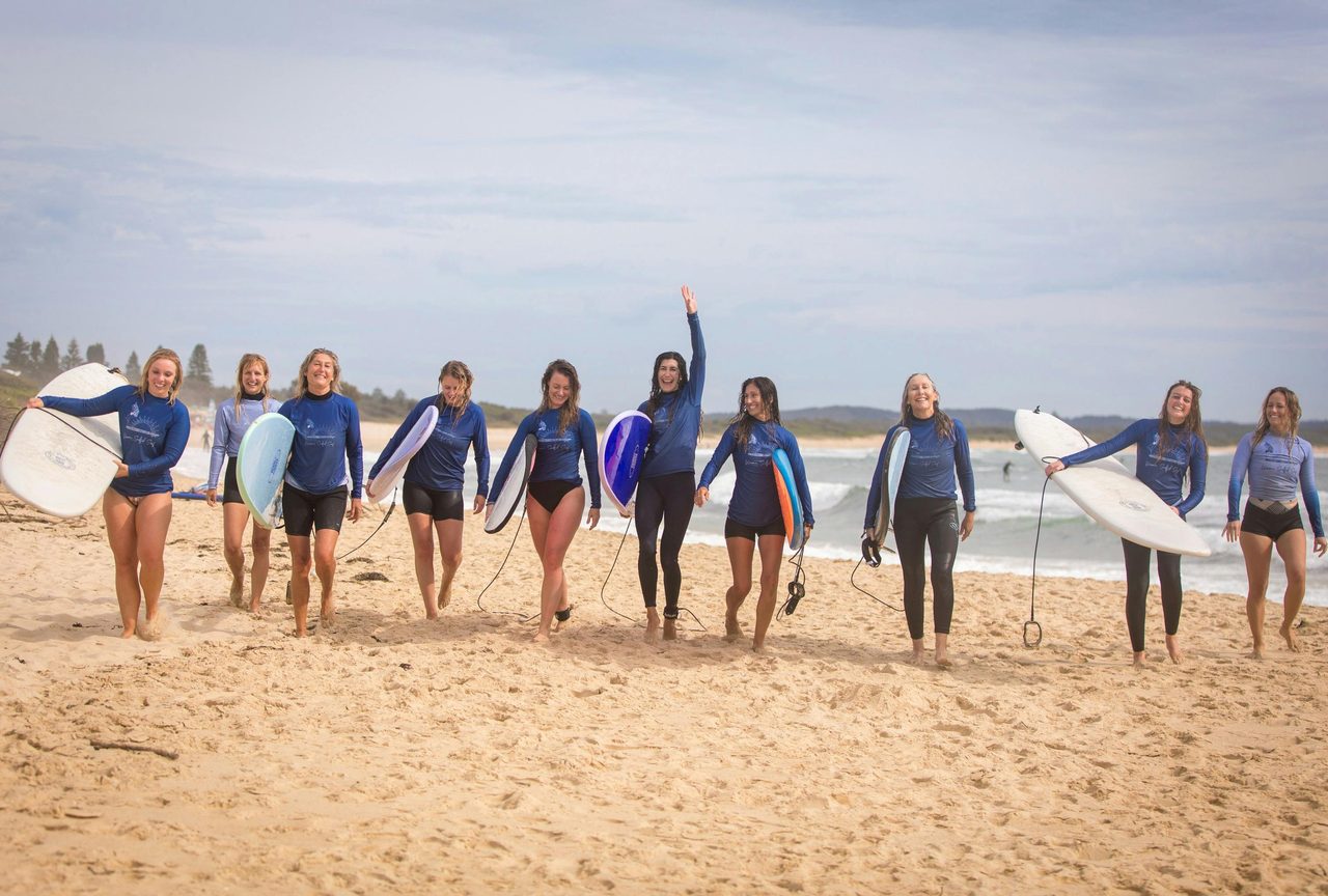 women surf retreat