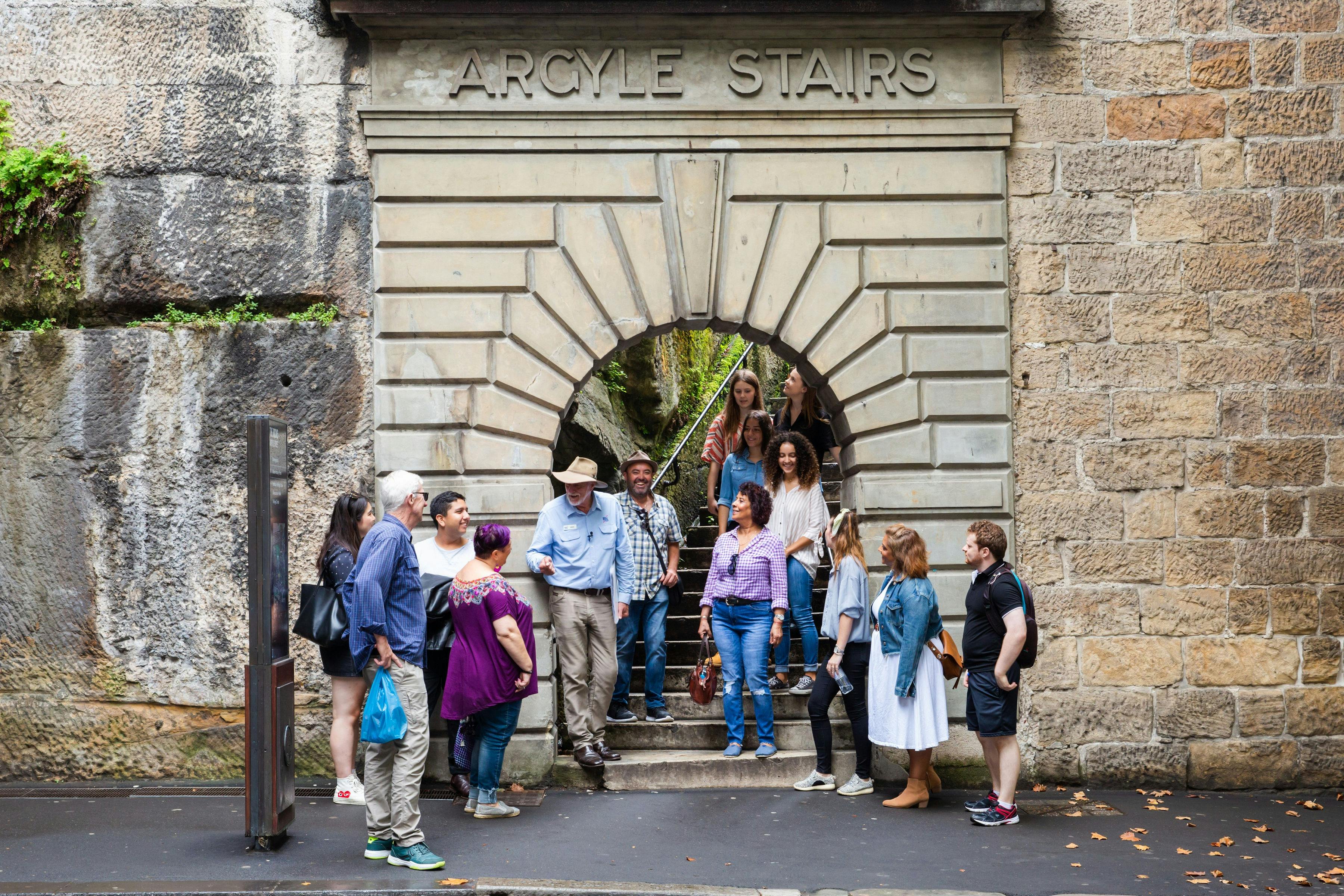 gathering  at the bottom of the Argyle Stairs next t the Argyle Cut