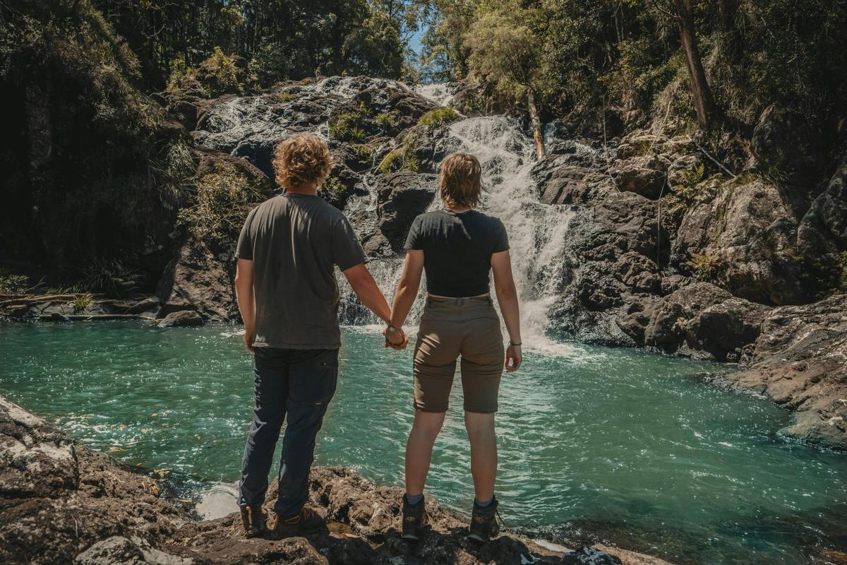 Off track hidden waterfall in valley